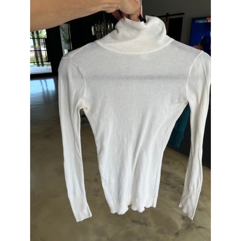 Y2K White Ribbed Turtleneck Sweater Fitted Layering Top Cotton